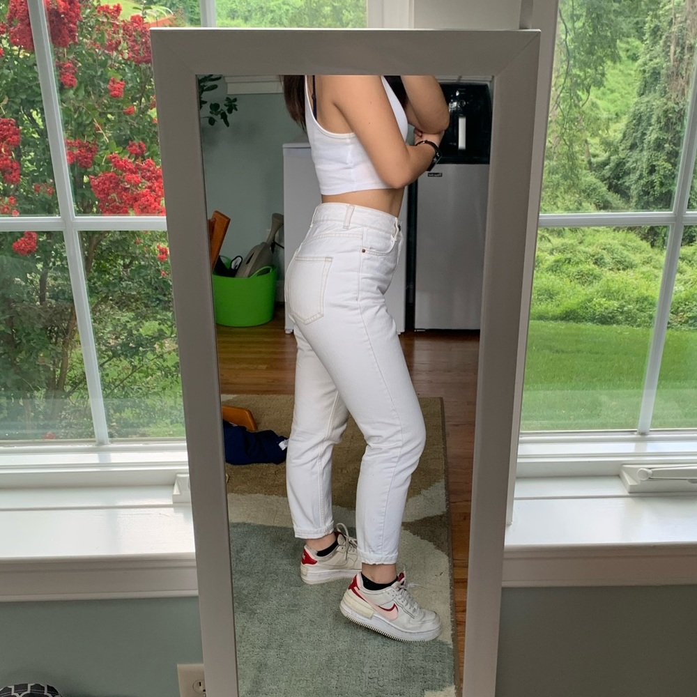 TOPSHOP PETITE White Mom Jeans